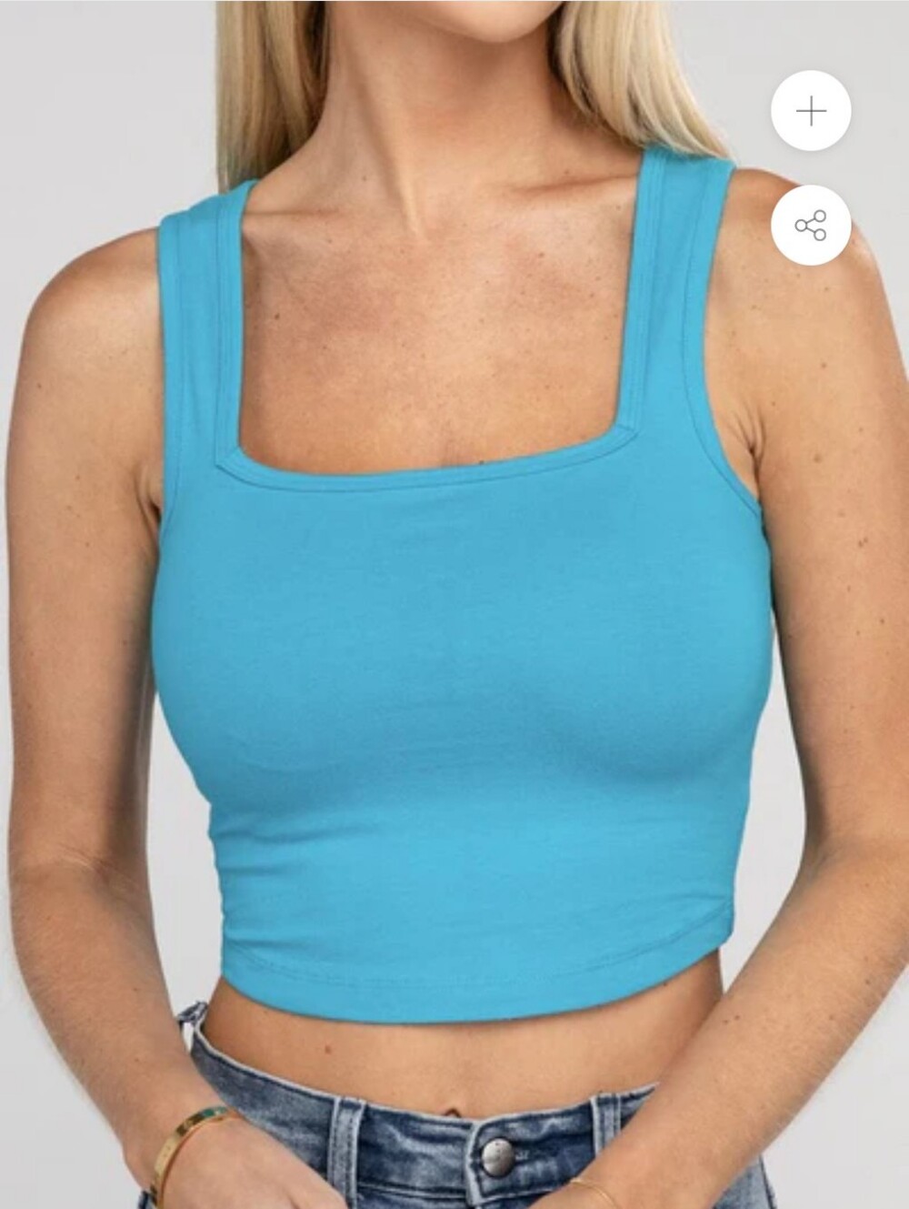 Zenana Outfitters Teal Square Neck Ribbed Tank